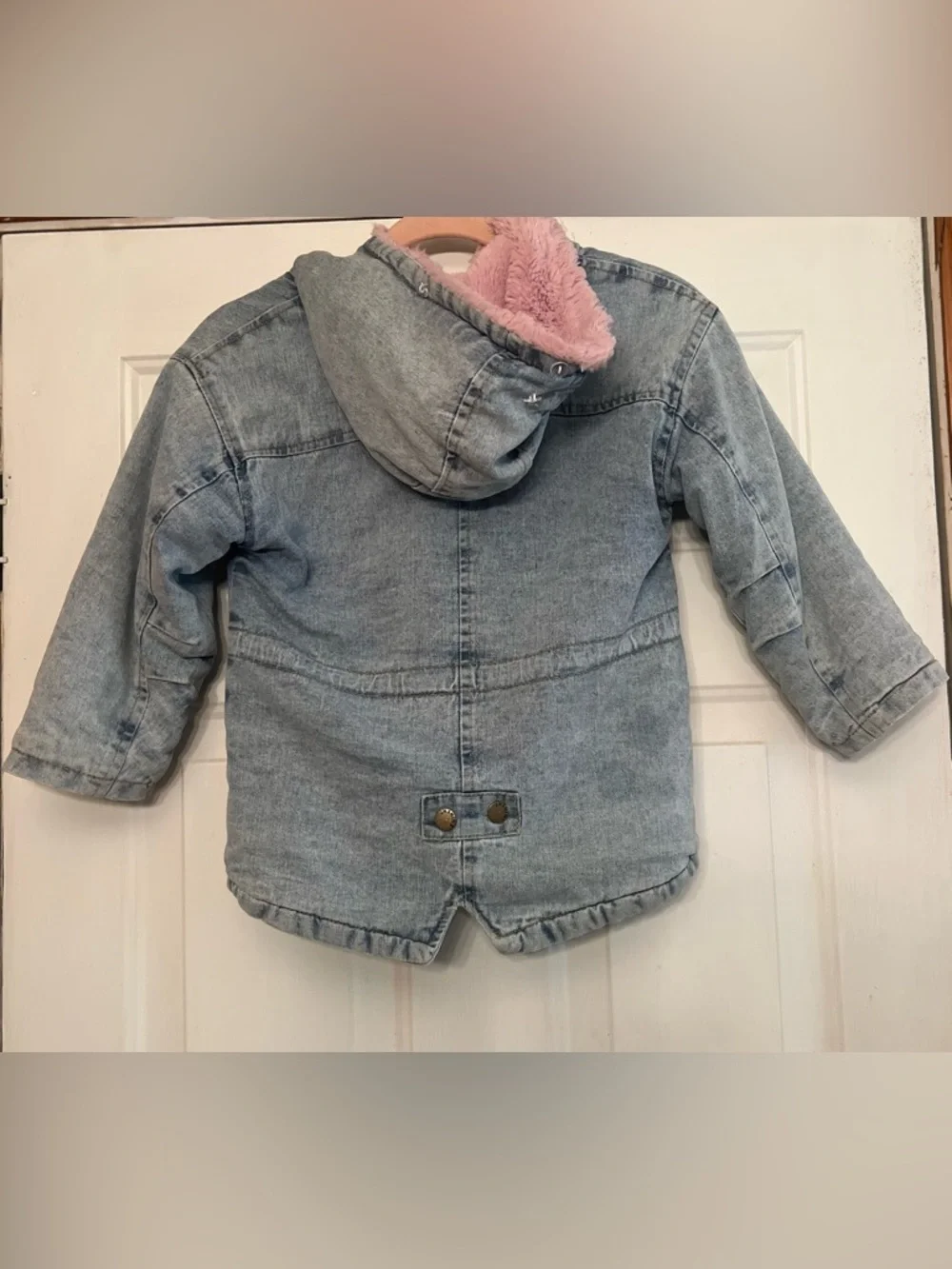 🎀 Girls T.S.H.H Denim Coat with Pink Faux Fur Lining - Heavy & Warm Jacket